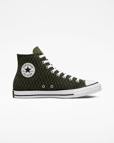 Women's Converse Chuck Taylor All Star Herringbone High Top Shoes Olive / Black / White | AU C6E93R